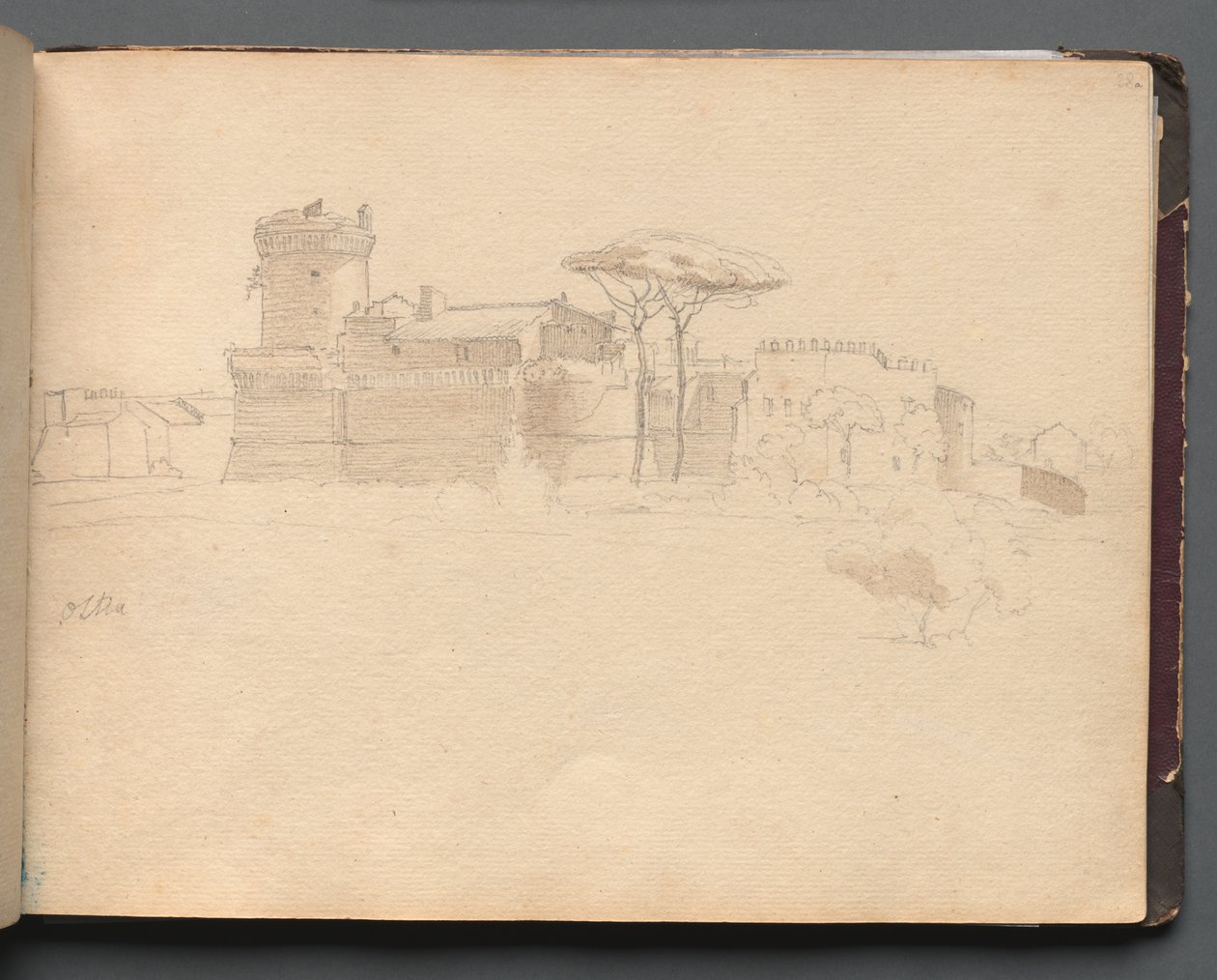 Album with Views of Rome and Surroundings, Landscape Studies, page 28a: Ostia by Franz Johann Heinrich Nadorp