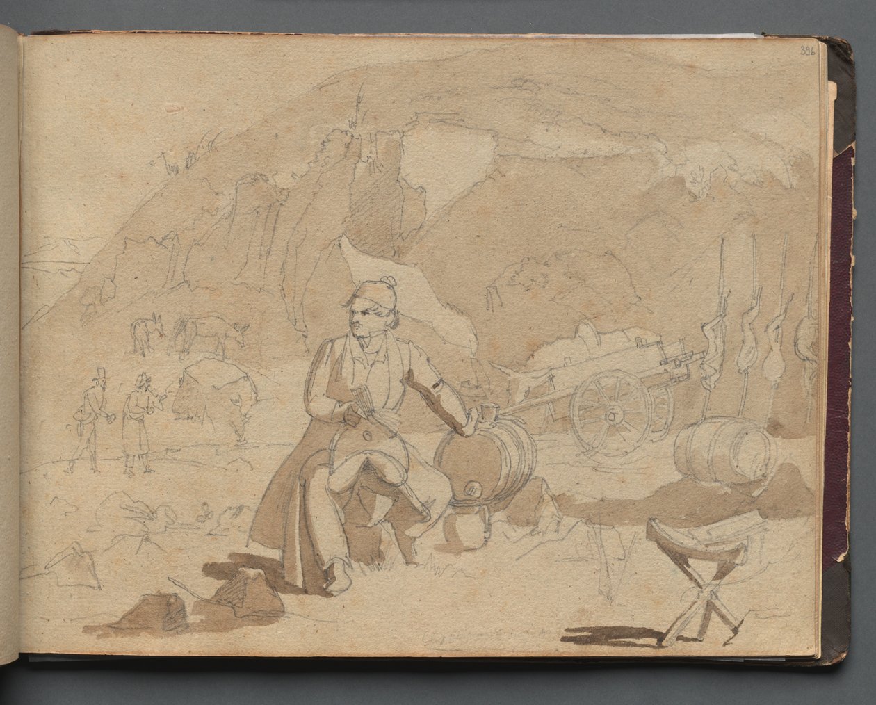 Album with Views of Rome and Surroundings, Landscape Studies, page 39a: Figure in a Landscape by Franz Johann Heinrich Nadorp