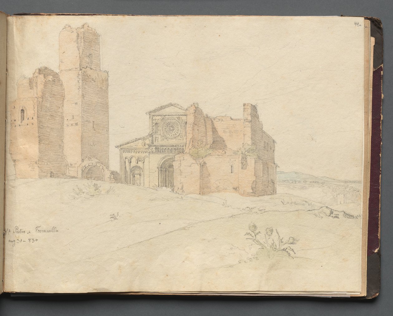 Album with Views of Rome and Surroundings, Landscape Studies, Page 41a: St. Pietro, Toscanella by Franz Johann Heinrich Nadorp