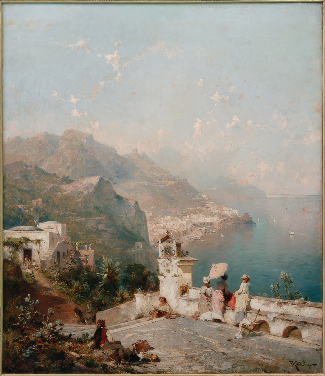 Elegant Ladies Overlooking the Gulf of Salerno by Franz Richard Unterberger