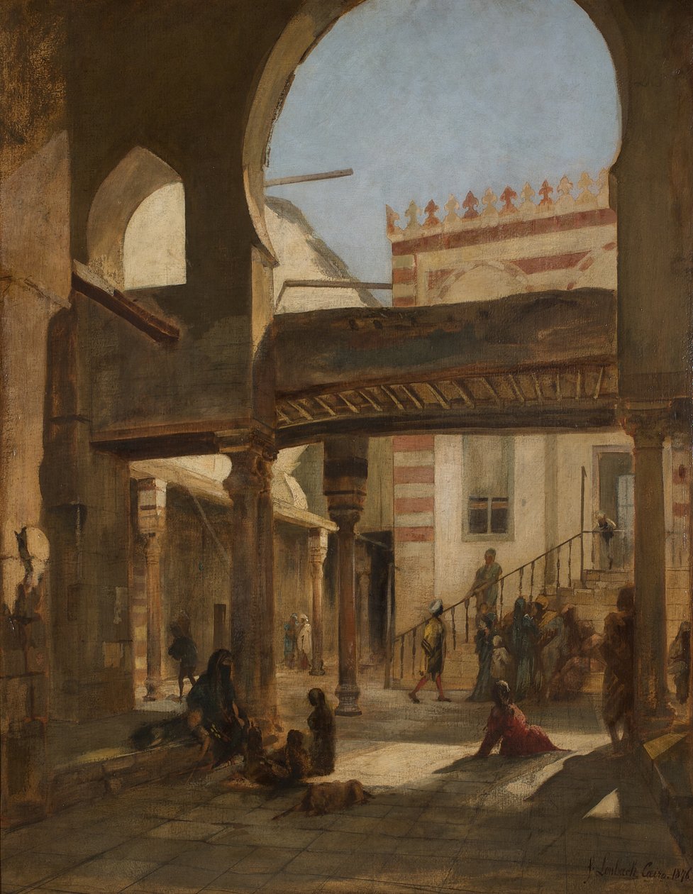 Scene in the Kalaun Mosque Complex Cairo by Franz Seraph von Lenbach