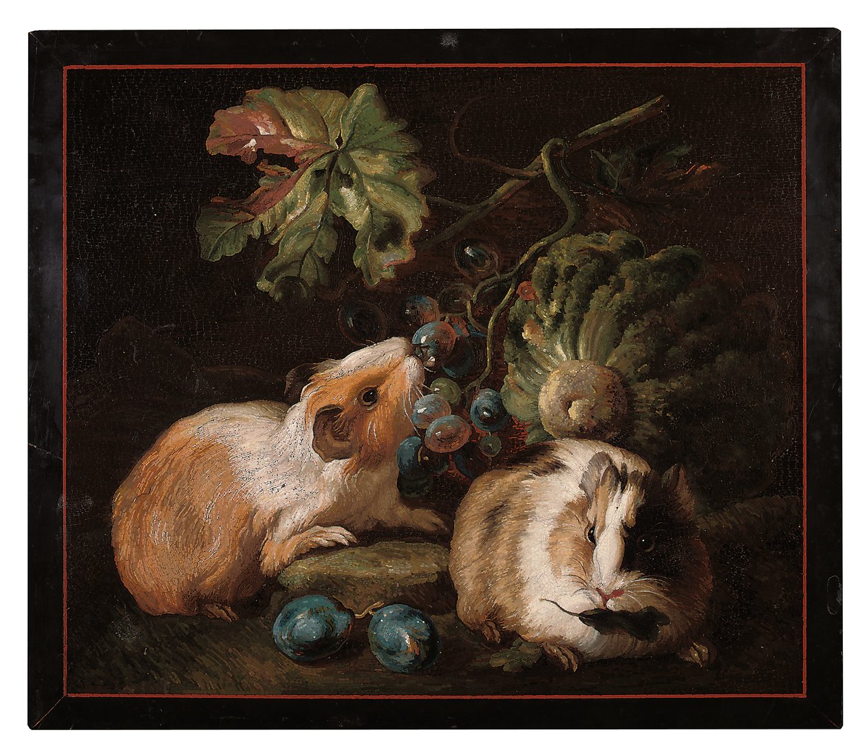 Roman Micromosaic Panel Depicting Two Guinea-Pigs Eating Cabbage and Grapes, 1800-25 by Franz Werner von Tamm