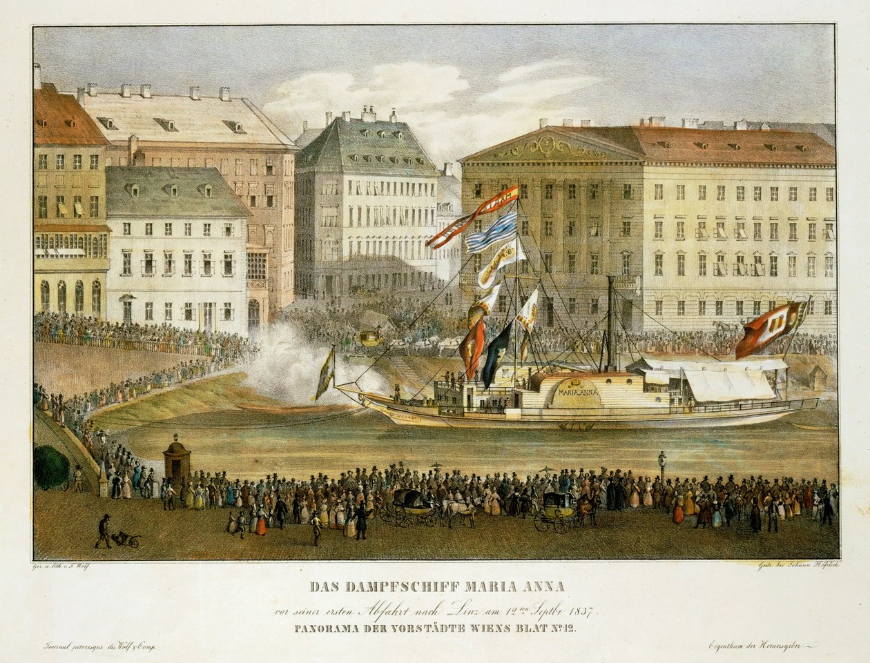 The Steamship Maria Anna, Departure to Linz by Franz Wolf