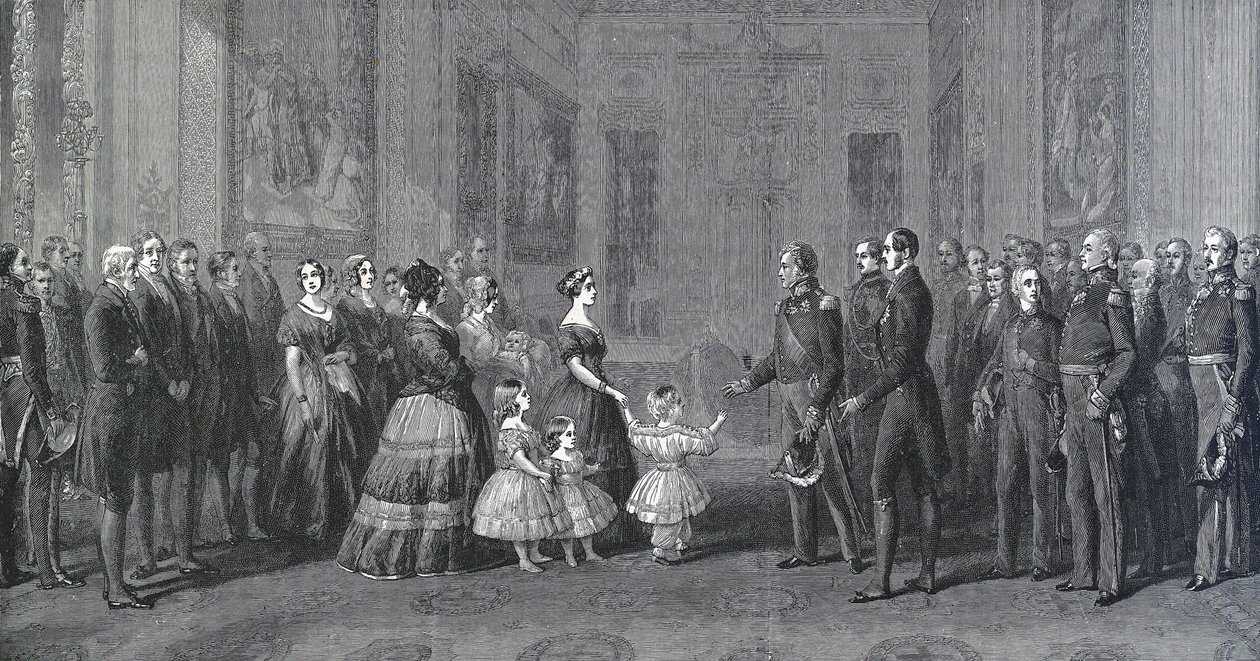 Queen Victoria Receives Louis-Philippe I, King of France at Windsor Castle, October 8, 1844 (engraving after Winterhalter) by Franz Xaver  Winterhalter (after)