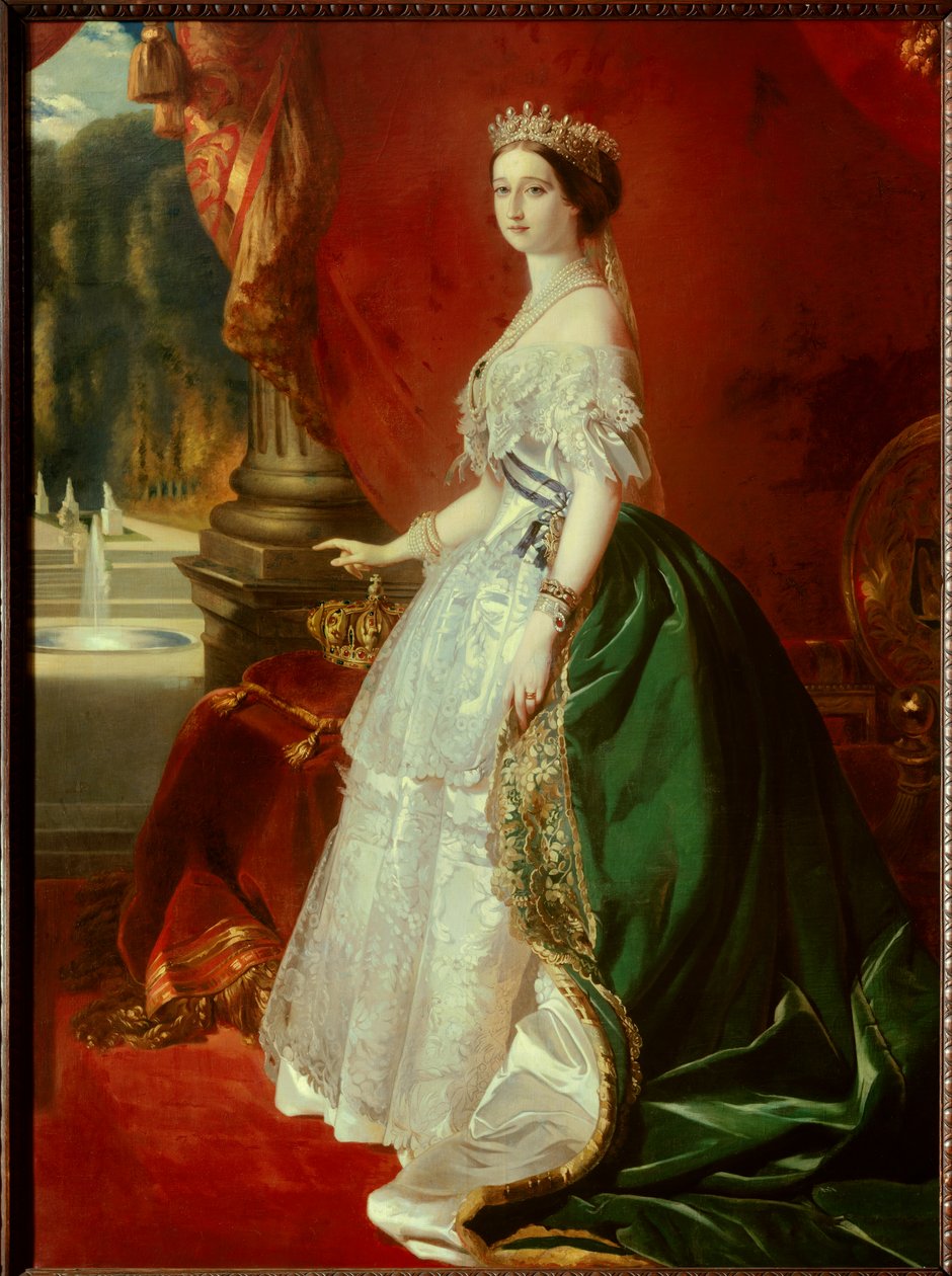 Full-length portrait of Empress Eugenie in court dress by Franz Xaver  Winterhalter (after)