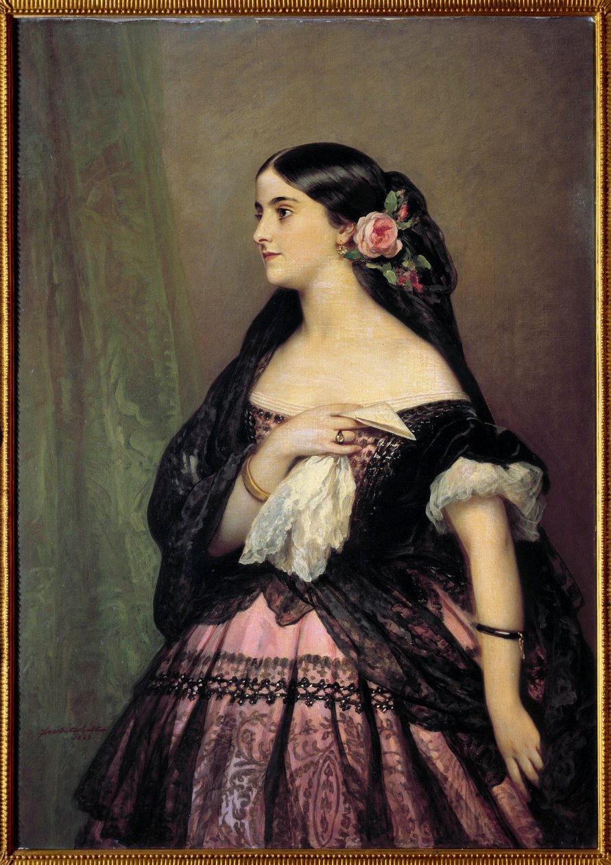 Portrait of the singer Adelina Patti, Spanish soprano interpreting the role of Rosine in 