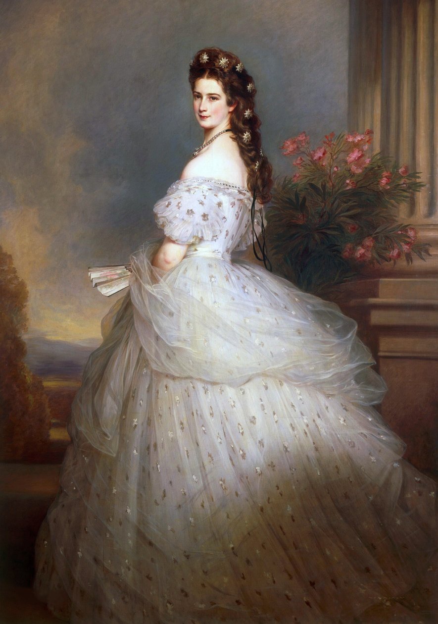 Portrait of Empress Elisabeth of Austria with Diamond Stars in Her Hair by Franz Xavier Winterhalter by Franz Xaver Winterhalter