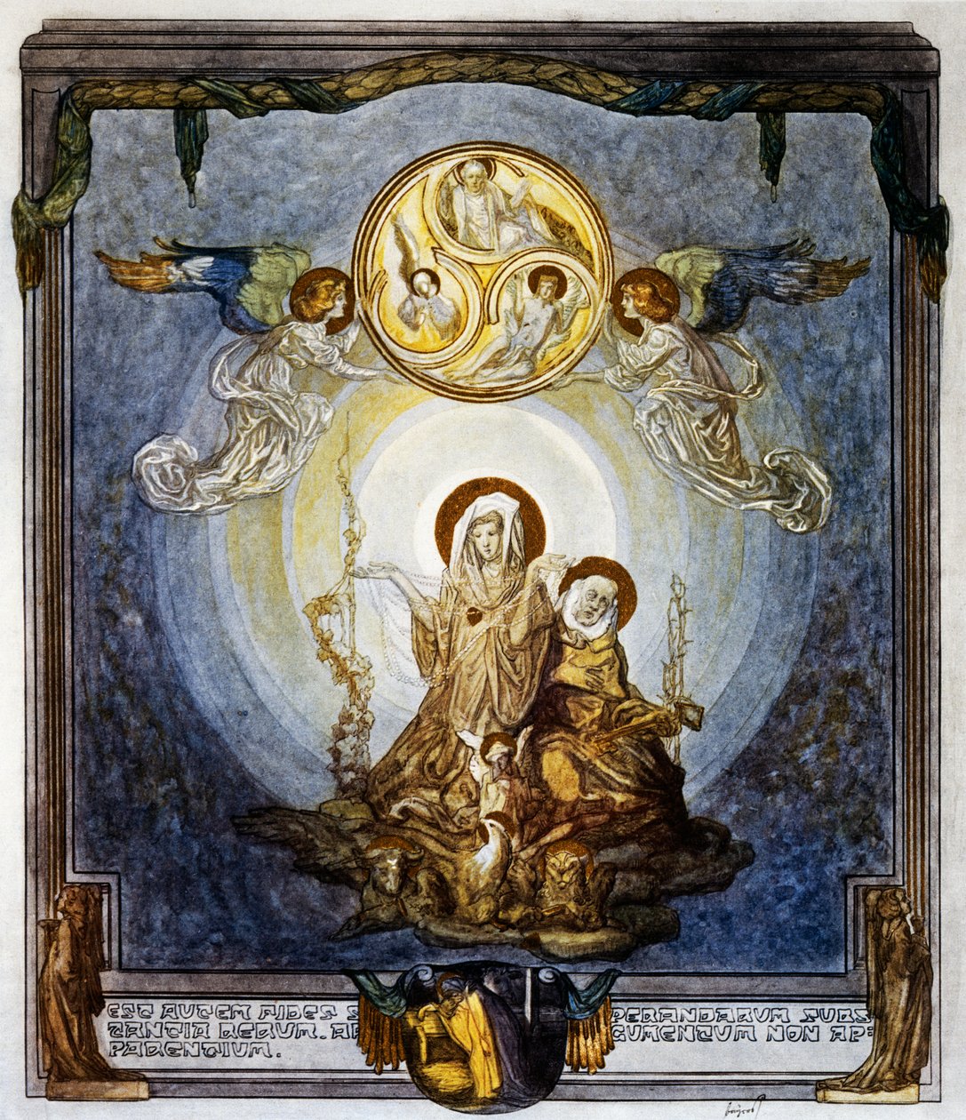 Faith is substance of things we hope for, And evidence of those that are not seen, And this appears to me its quiddity, canto XXIV, Heaven, Divine Comedy by Dante Alighieri, illustration by Franz von Bayros by Franz von  Bayros
