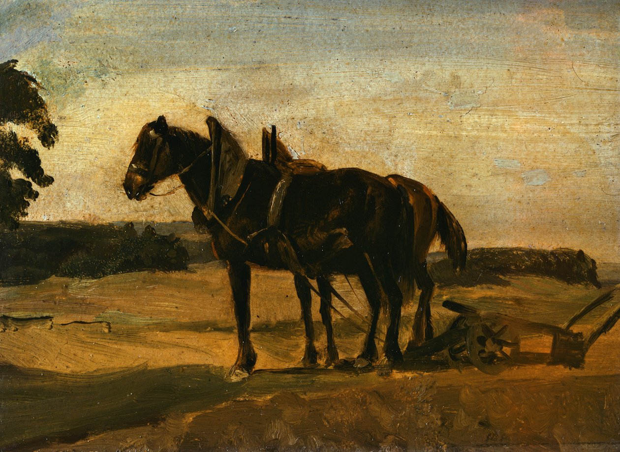 Horses in Front of the Plow by Franz von Lenbach