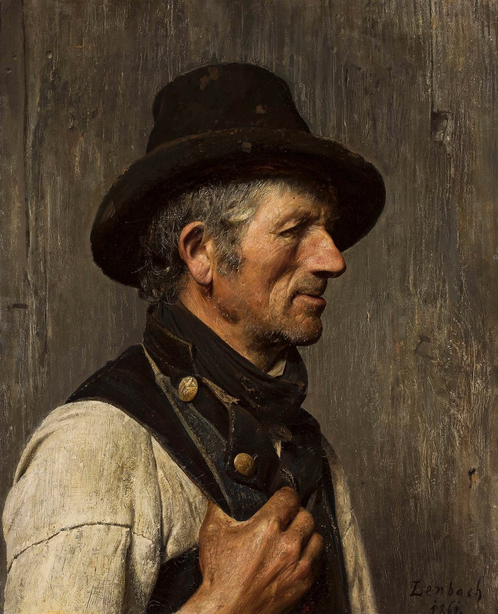 Portrait of a peasant in a hat – Fisherman by Franz von Lenbach