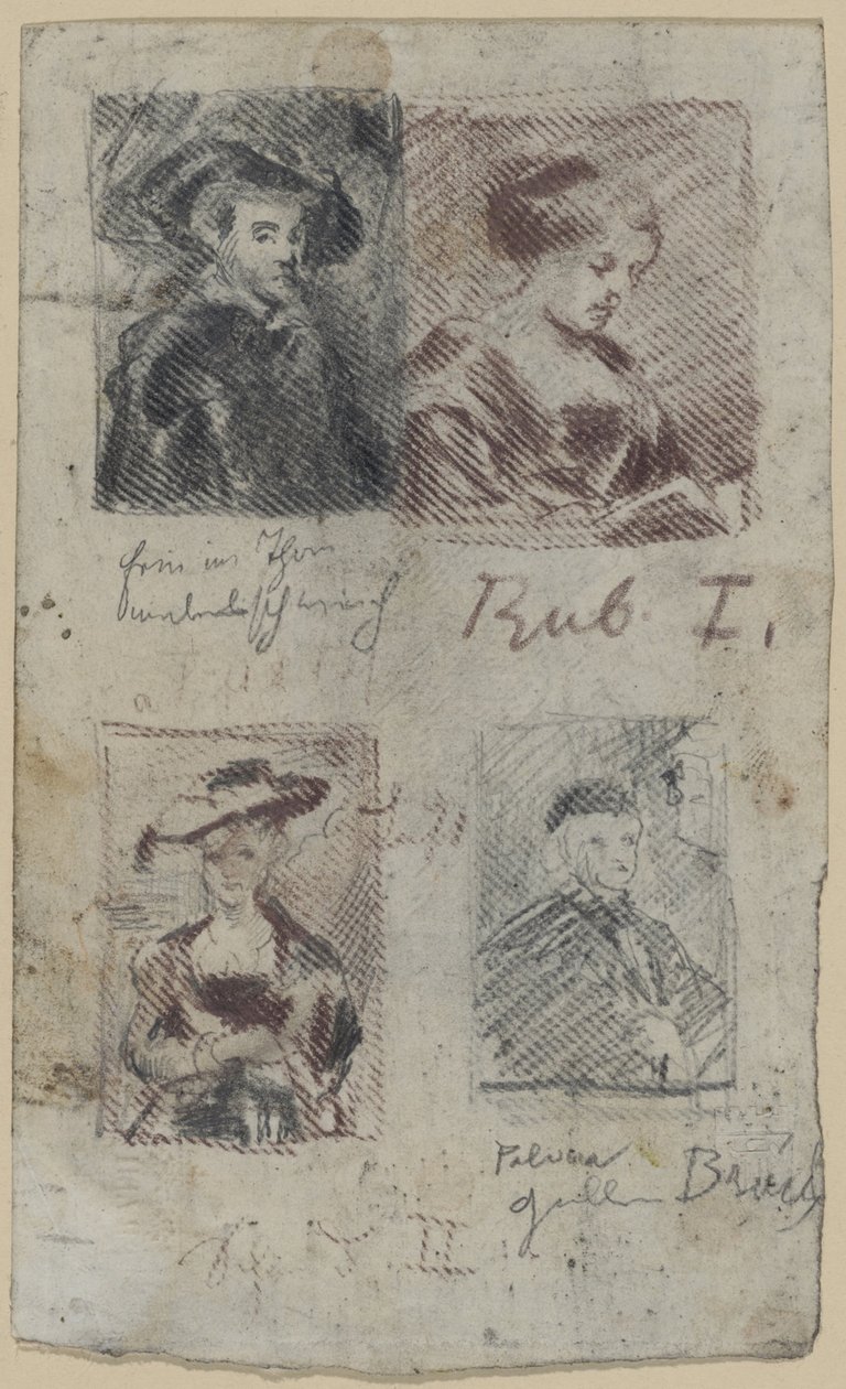 Three Copy Sketches after Peter Paul Rubens, One after Palma Vecchio (?) by Franz von Lenbach, Peter Paul Rubens