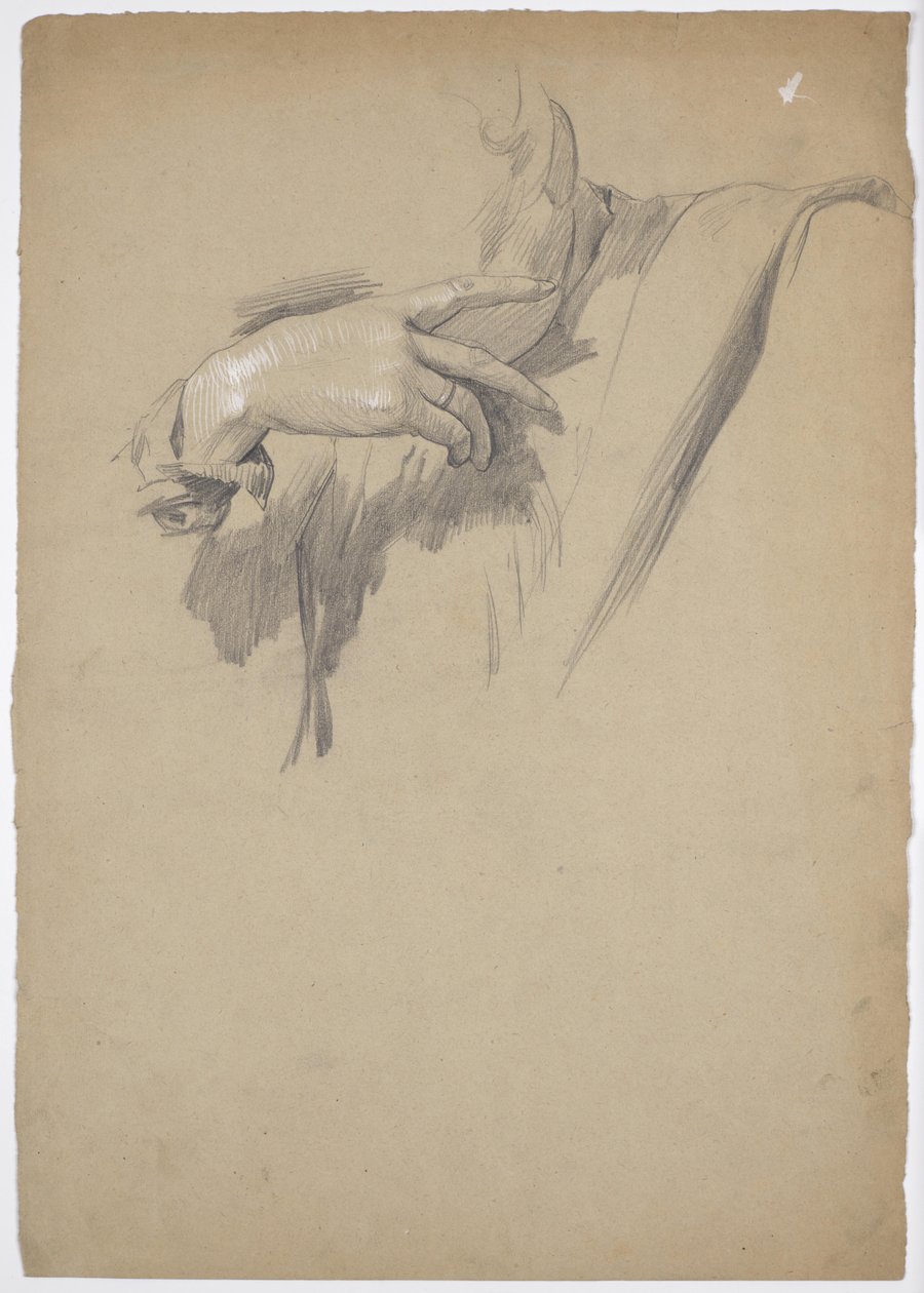 Detail Study for the Painting "Leonardo Plays Chess with His Muse" by Franz von Matsch