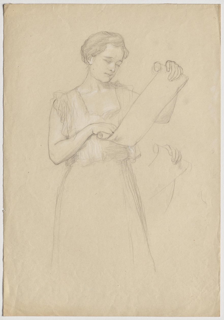 Girl Reading a Scroll by Franz von Matsch