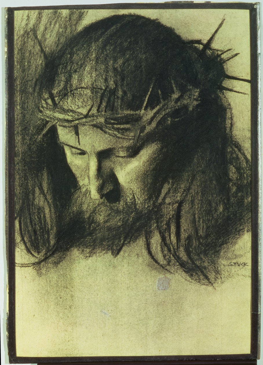 Head of Christ, c.1890 by Franz von Stuck: Fine art print