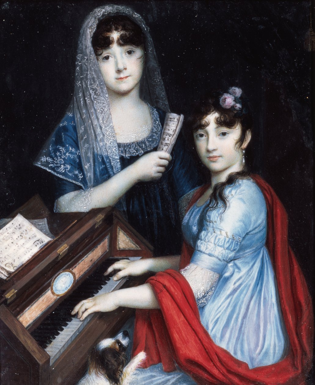 Two Young Ladies at the Pianoforte by Frédéric Dubois