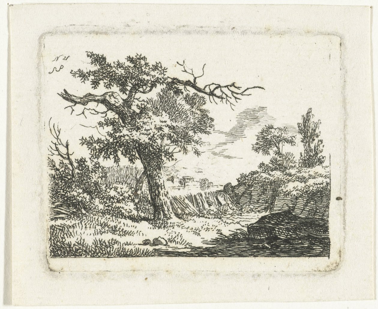 Landscape with Tree with Two Dead Branches by Frédéric Théodore Faber
