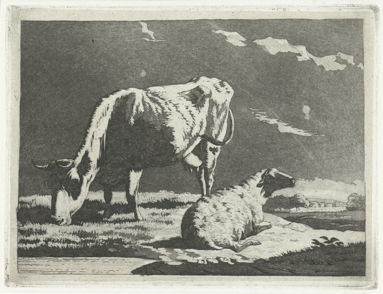 Landscape with Cow and Sheep by Frédéric Théodore Faber