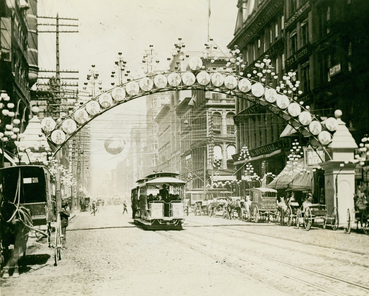 Broadway North of Chestnut Decorated for the 1892 Fall Festivities by Fred Nedderhut of the St. Louis Globe Democrat