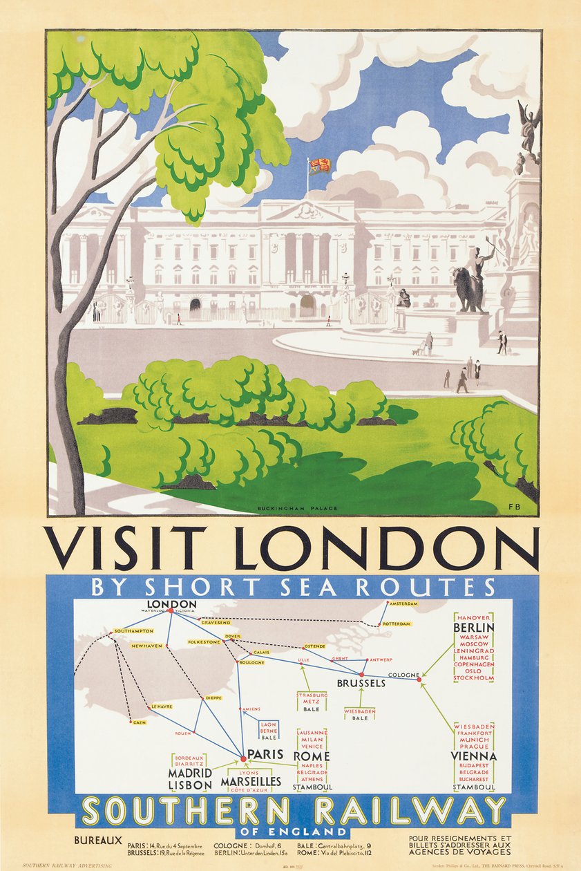 Visit London, poster advertising Southern Railway by Freda Beard