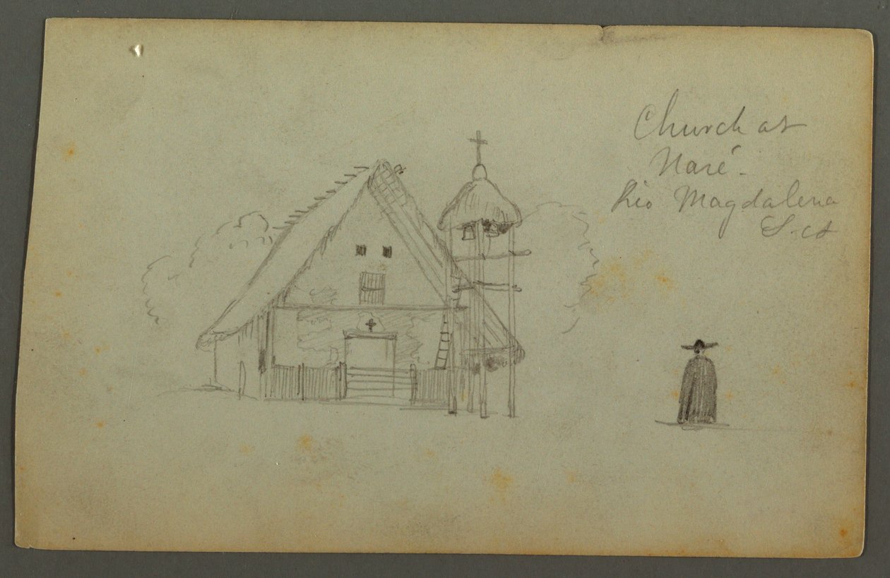 Drawing, Church at Naré, Rio Magdalena, Colombia by Frederic Edwin Church