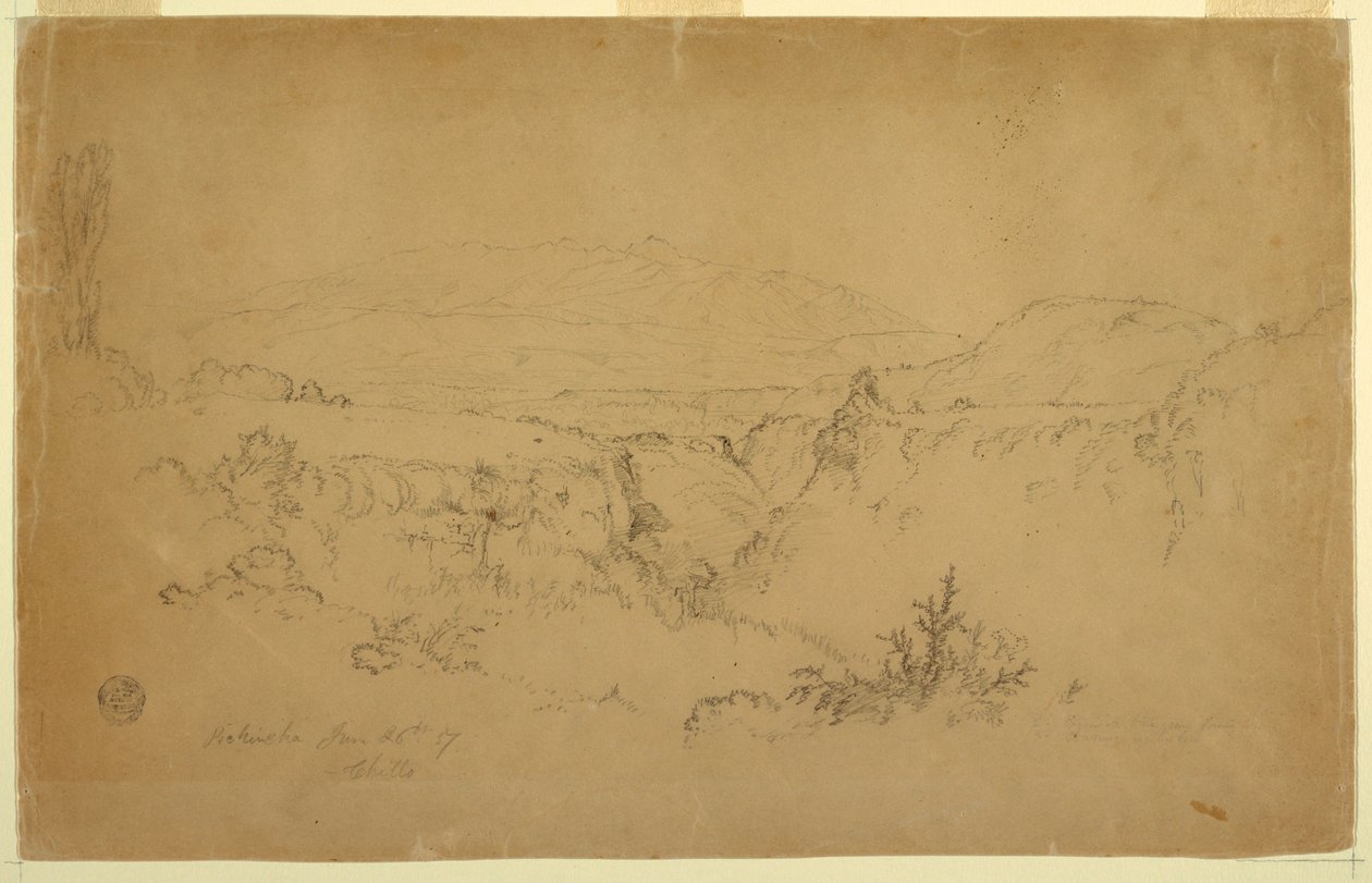 View of Mount Pichincha from Chillo, Ecuador, June 26, 1857 by Frederic Edwin Church