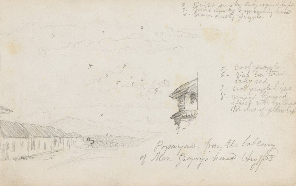 Popayan, Colombia; Verso - Mountain Landscape, Colombia by Frederic Edwin Church
