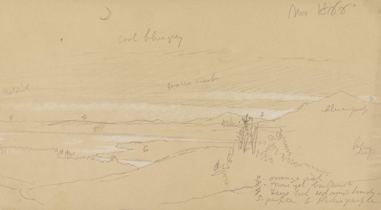 River through Mountain Valley with Sky and Crescent Moon by Frederic Edwin Church