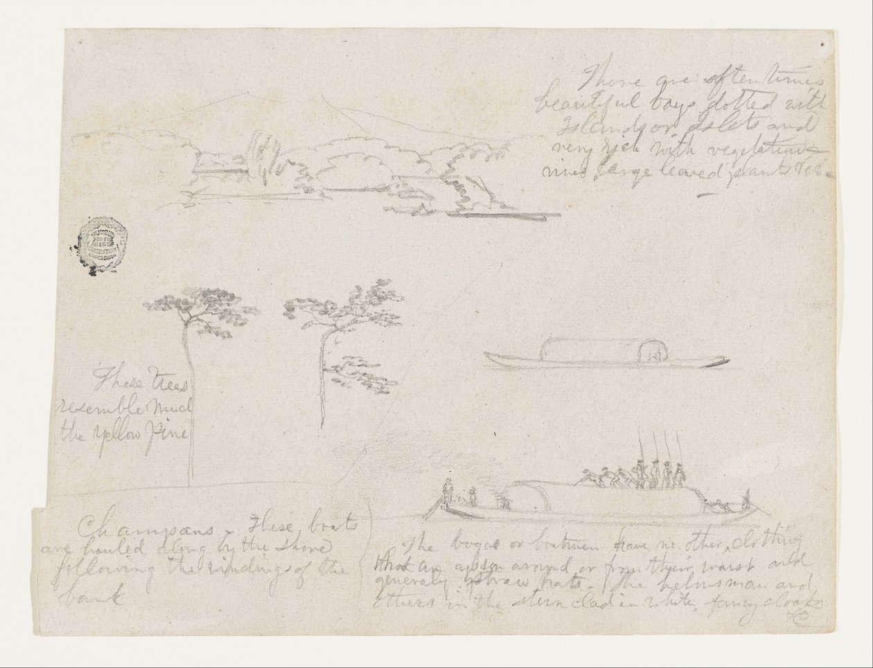 Sketches from Colombia - Trees and Rivercraft by Frederic Edwin Church