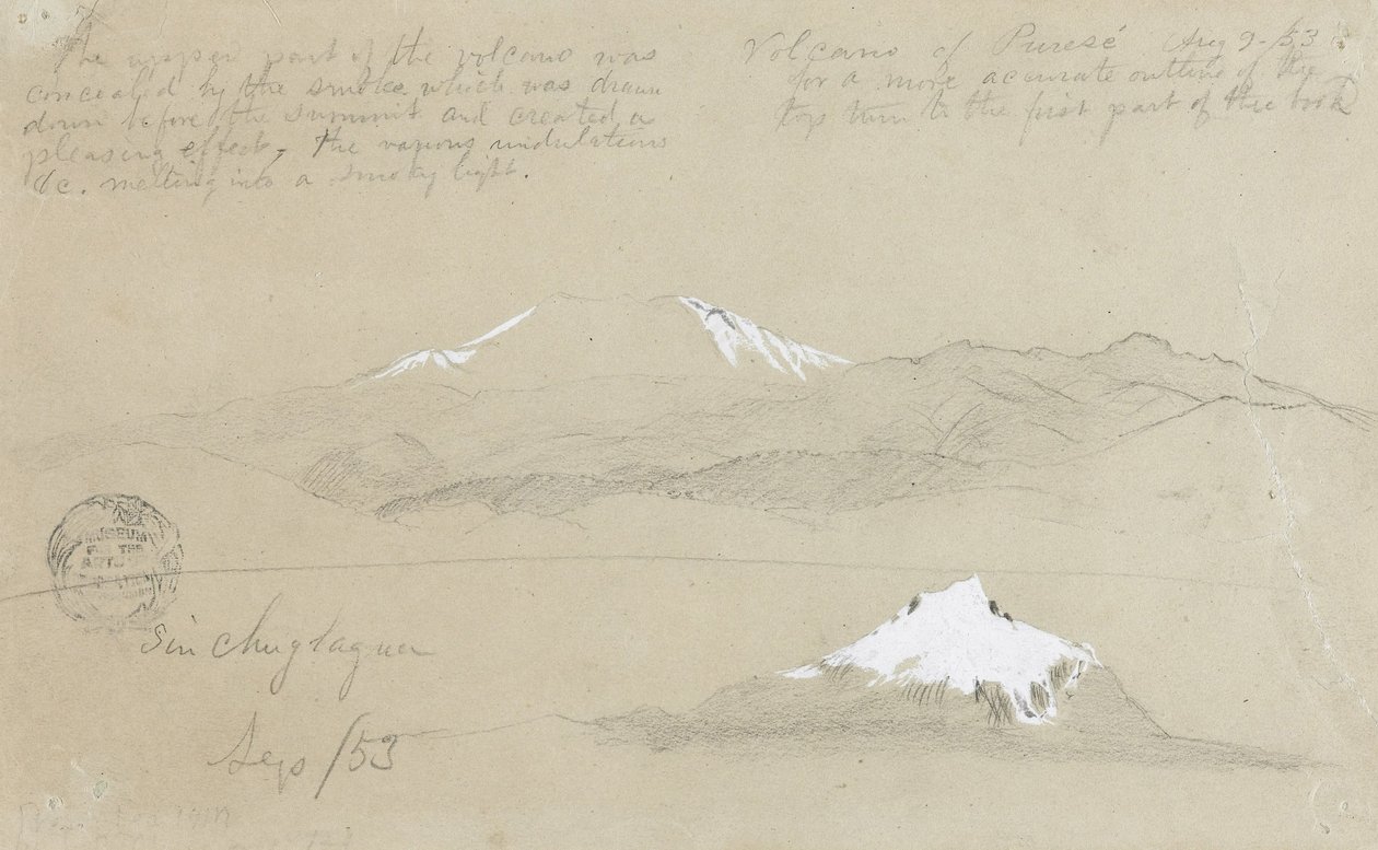 Views of Purese Volcano, Colombia and Mt. Sincholagua, Ecuador by Frederic Edwin Church