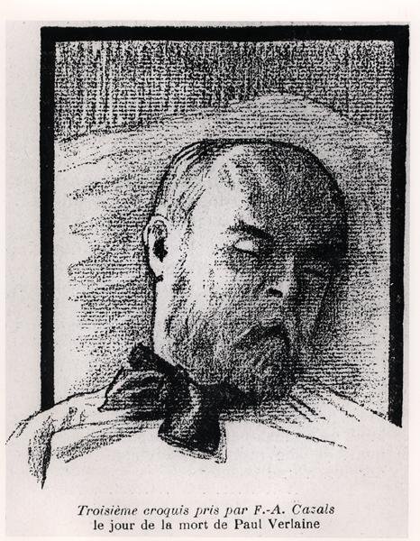 Sketch of Paul Verlaine on His Death Bed, from 