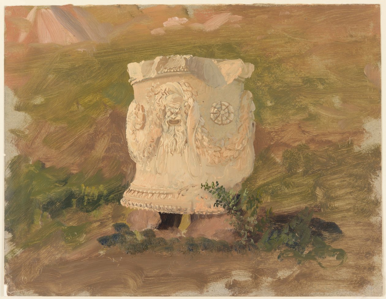 Athens, Sculpture in Dionysus Theatre, April 1869 by Frederic Edwin Church