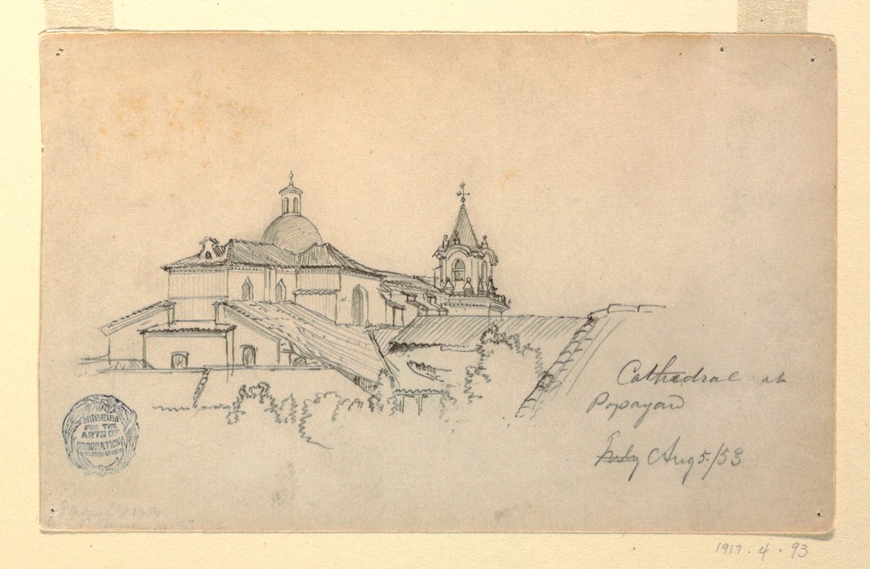 Cathedral at Popayan, Columbia, August 5, 1853 by Frederic Edwin Church