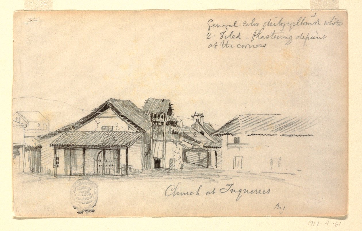 Drawing, Church at Tuquerres, Colombia, August 1853 by Frederic Edwin Church