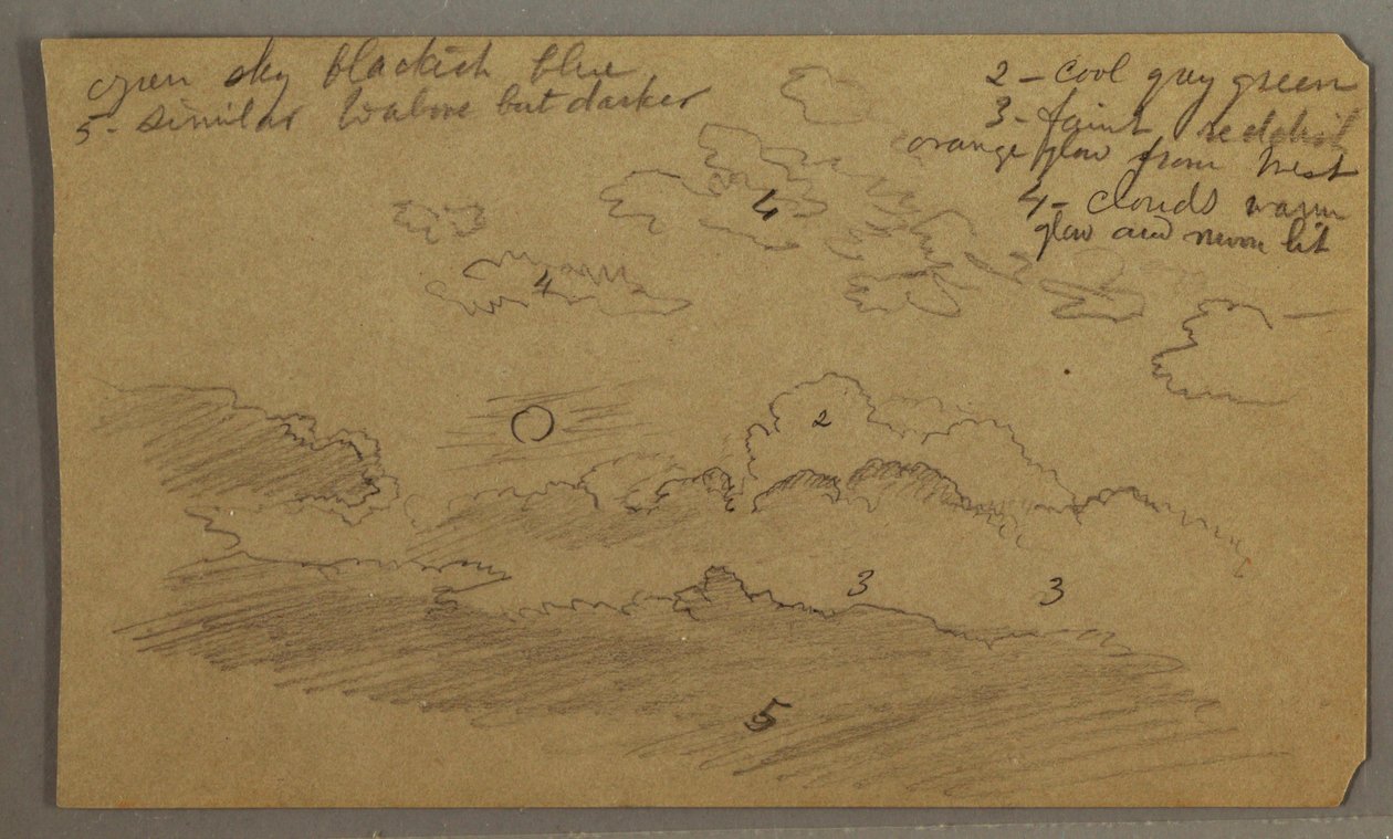 Drawing, Cloudy Sky, Full Moon, possibly 1865–66 by Frederic Edwin Church