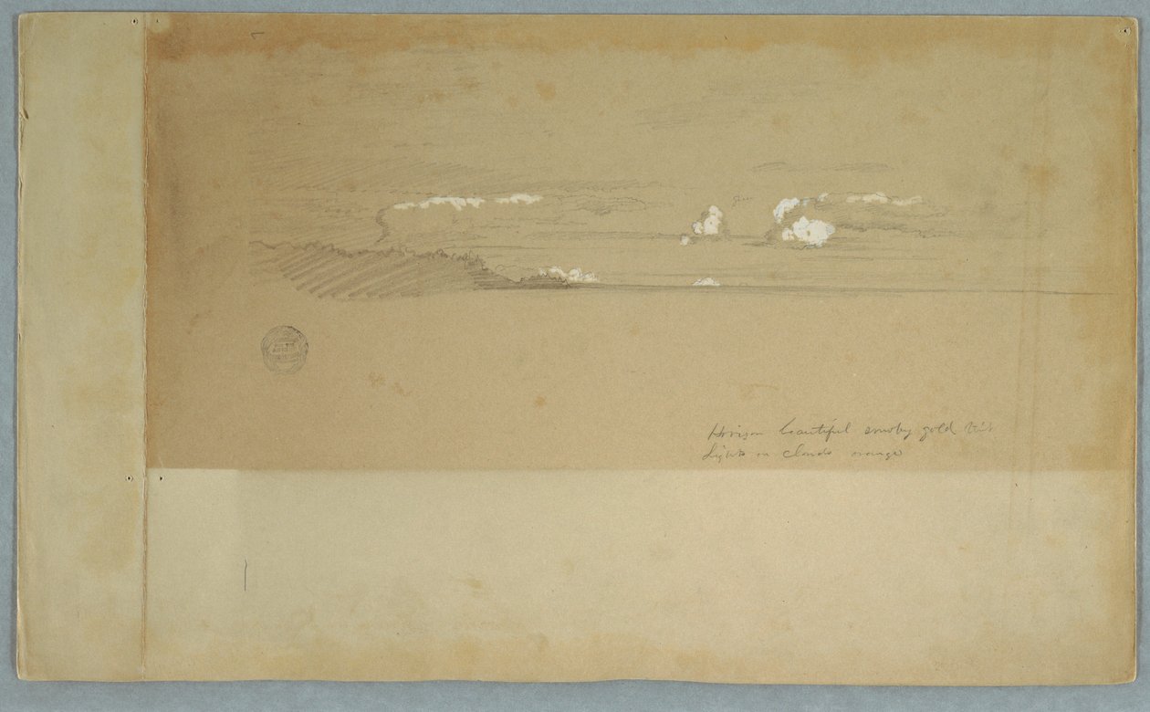 Drawing, Cloudy Sky Over Hilly and Wooded Landscape, possibly 1857 by Frederic Edwin Church