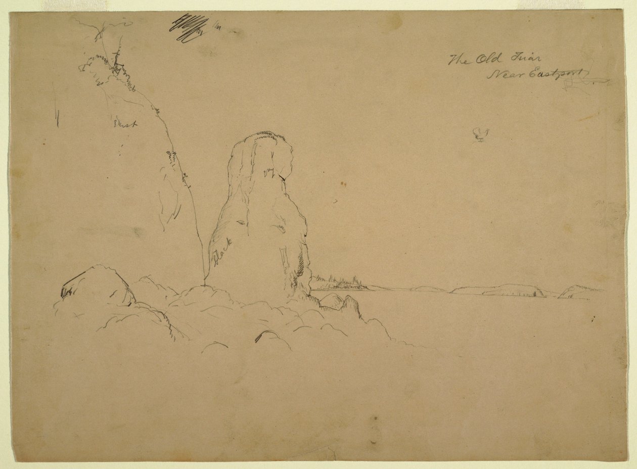 Coast with "The Old Friar Near Eastport", ca. 1851 by Frederic Edwin Church