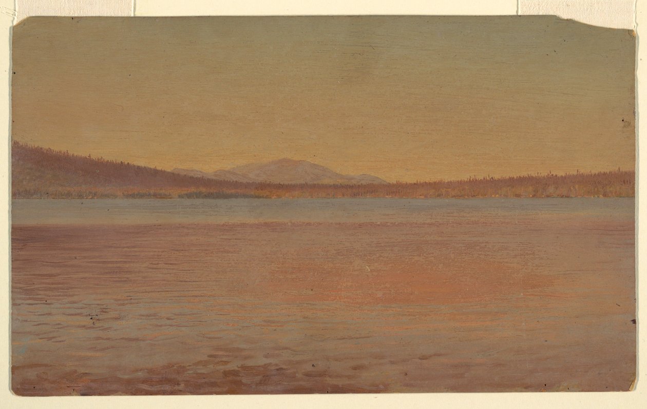 Distant View of Mounts Katahdin and Traveller Shown from Lake Millinocket, 1870–80 by Frederic Edwin Church