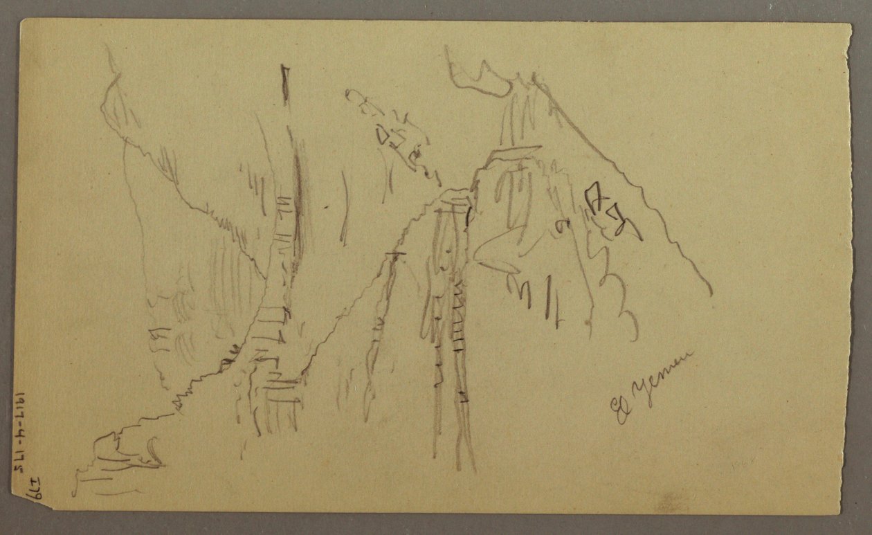 El Yemen Valley, Arabia: View of Winding Valley with a Caravan, February 20, 1868 by Frederic Edwin Church
