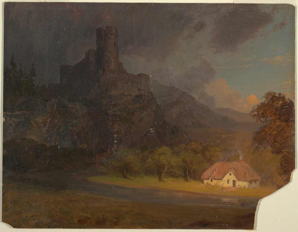 English Castle and Cottage, ca. 1844 by Frederic Edwin Church