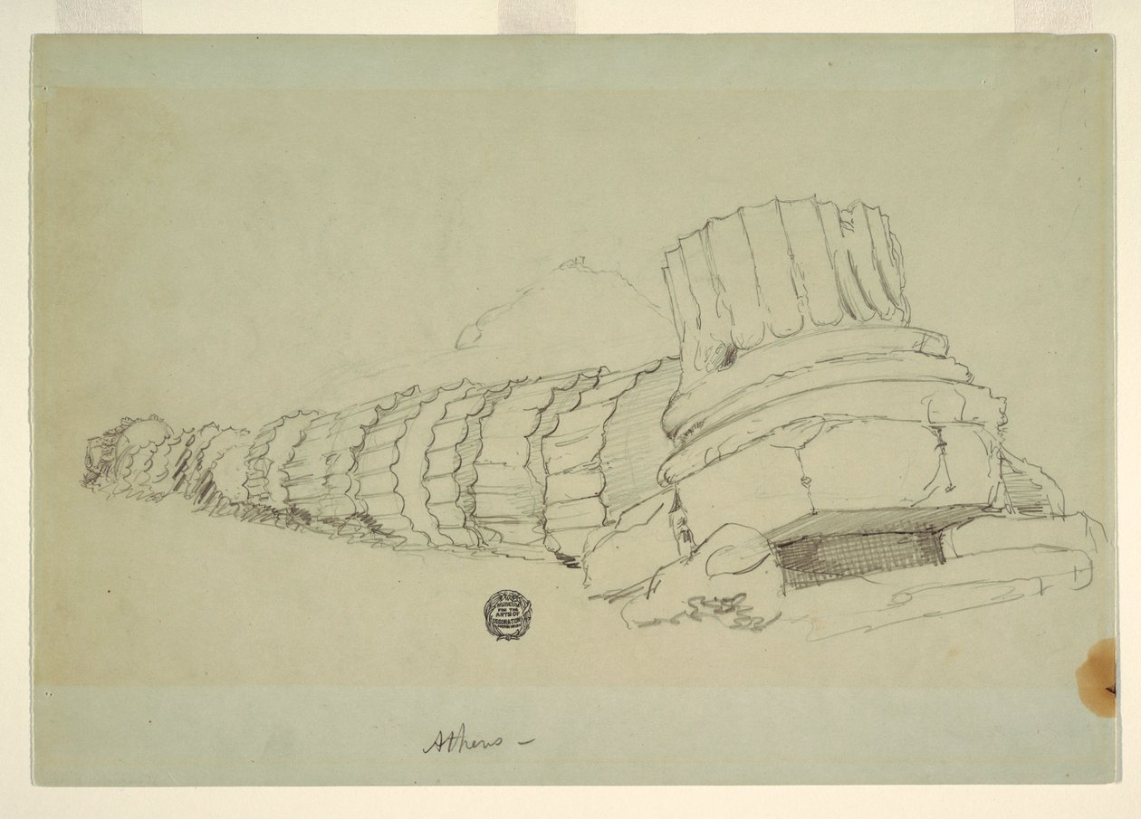 Fallen Column of the Temple of Olympian Zeus, Athens, April 1869 by Frederic Edwin Church