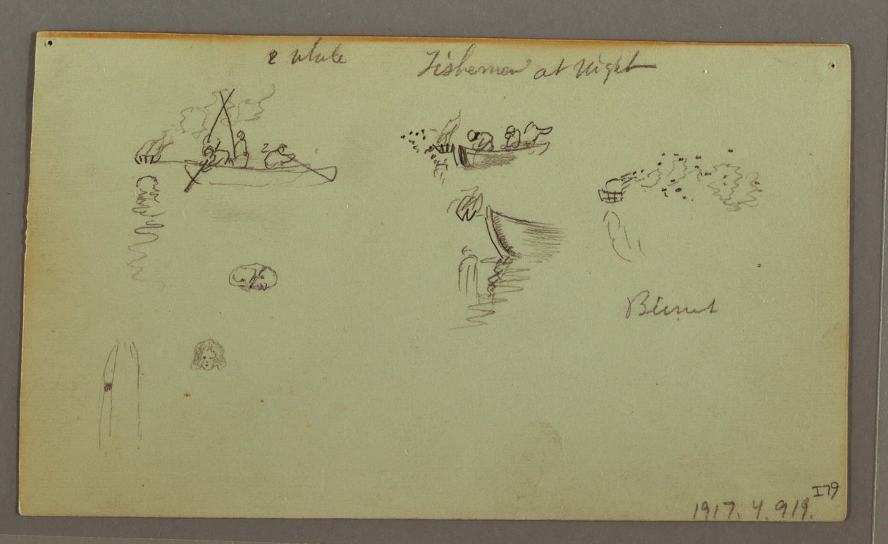 Figure Studies, Pack Donkey, Sailboat, Possibly 1868 by Frederic Edwin Church