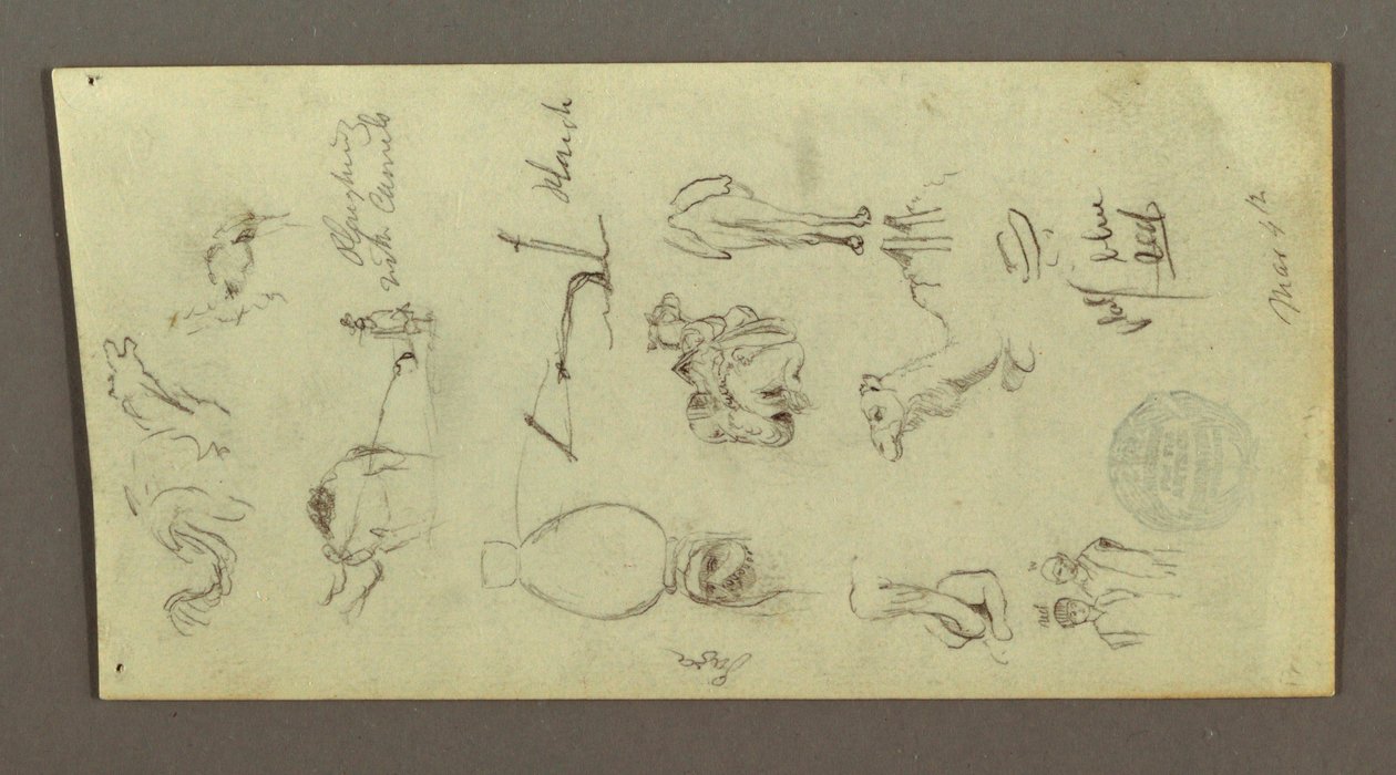 Figure and Camel Studies, March 4, possibly 1868 by Frederic Edwin Church