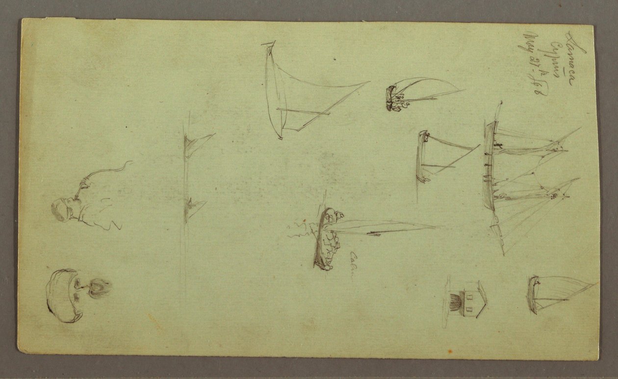 Head of a Man, Man Smoking, Sailboat Studies, House, May 27, 1868 by Frederic Edwin Church