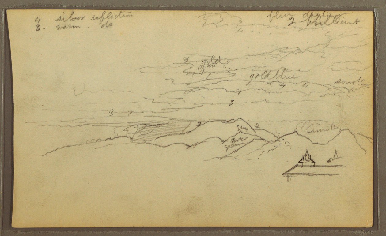 Landscape; Verso: Boat, Botanical Sketches, 1857 by Frederic Edwin Church