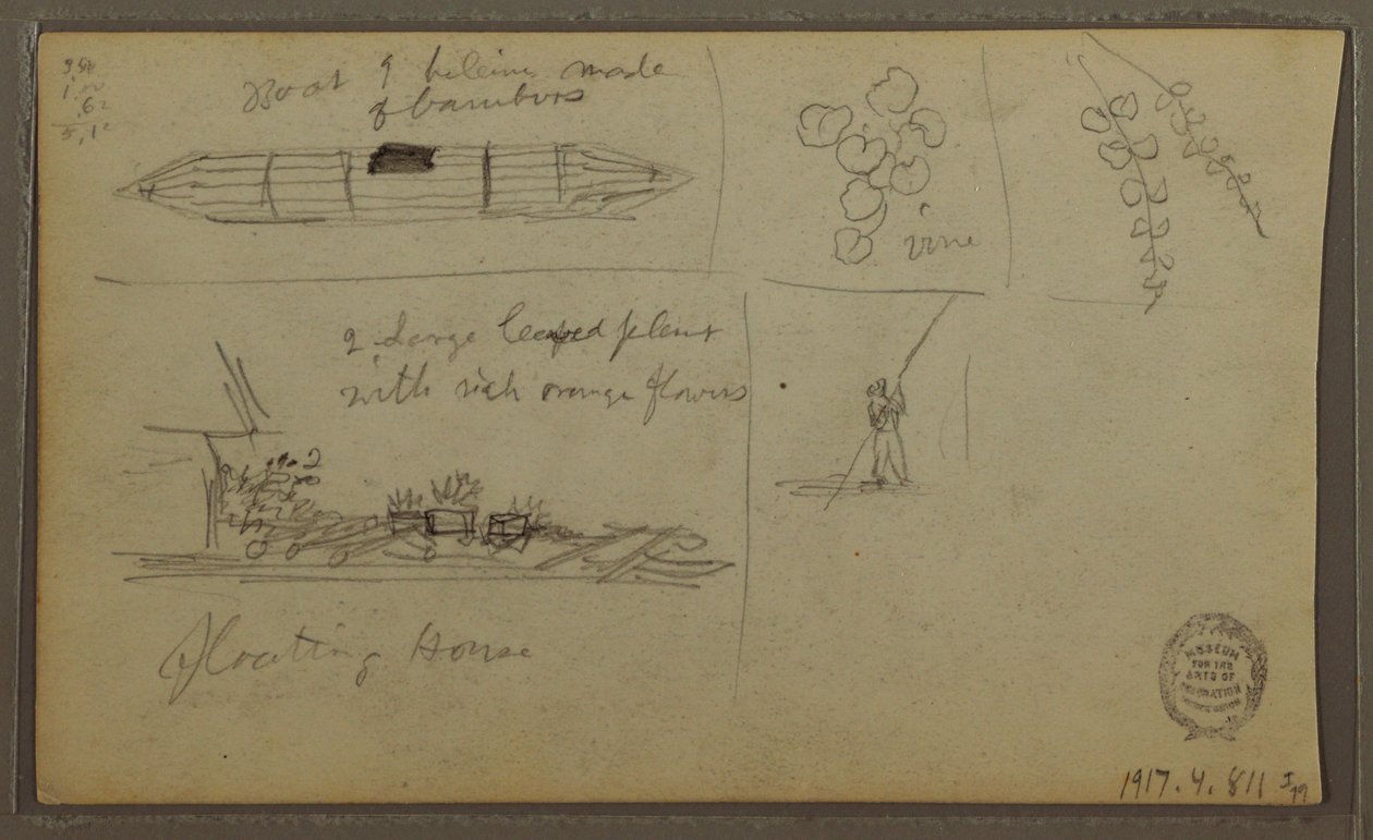 Landscape; Verso: Boat, Botanical Sketches, 1857 by Frederic Edwin Church