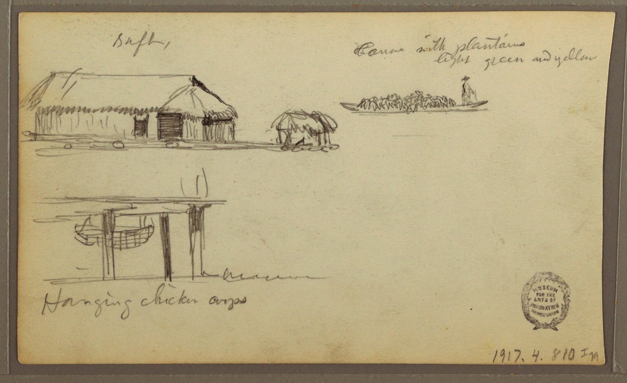 Landscape; Verso: Houses, Canoe, 1857 by Frederic Edwin Church