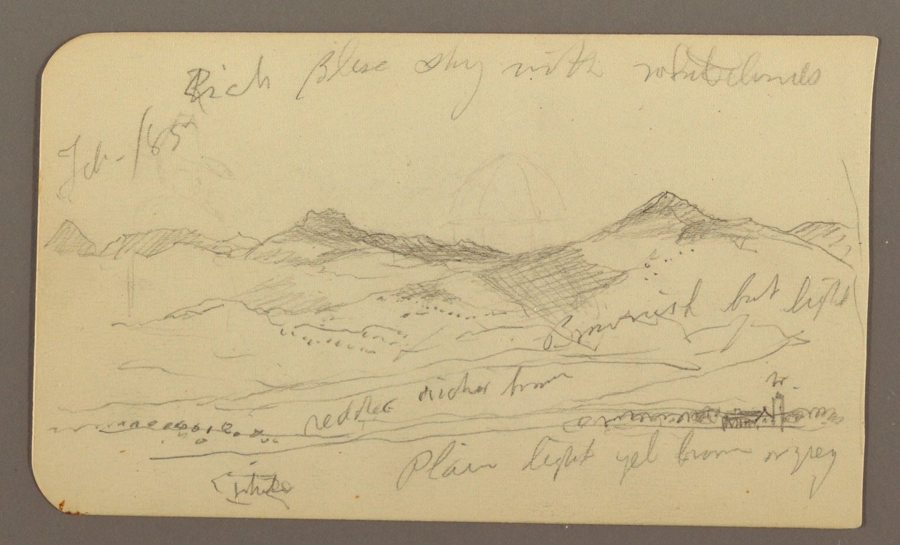 Landscape, Houses; Verso: Tree Top, February 1885 by Frederic Edwin Church