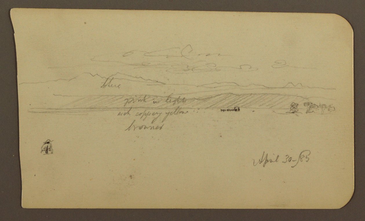Mountain Landscape, Figure; Verso: Landscape, April 30, 1885 by Frederic Edwin Church