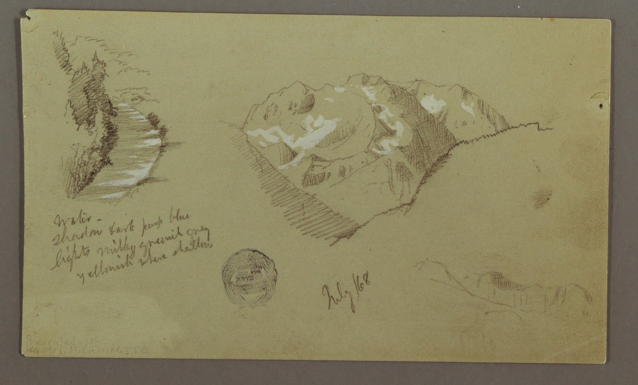 Mountain Peaks, River, July 1868 by Frederic Edwin Church