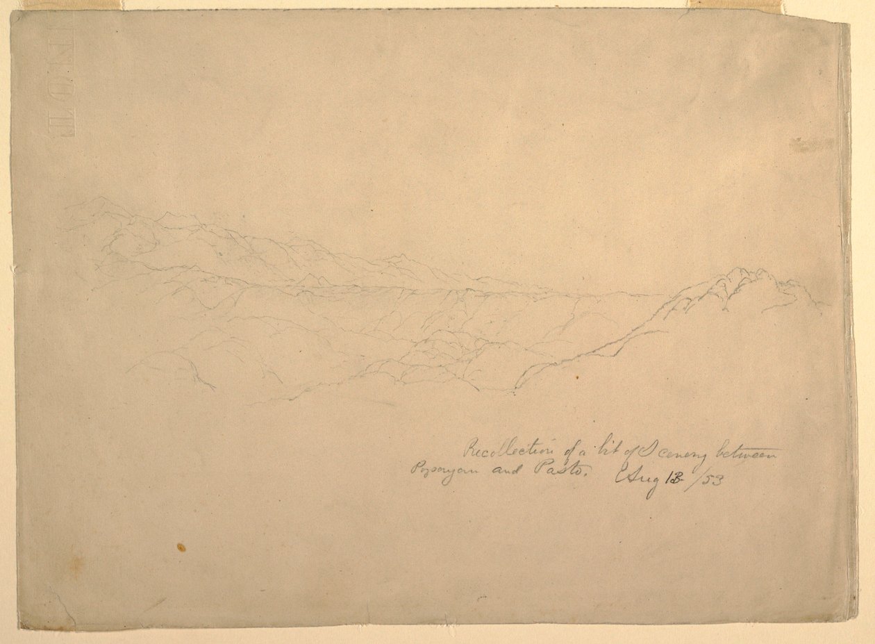 Mountainous landscape between Popayan and Pasto, Colombia, August 13, 1853 by Frederic Edwin Church